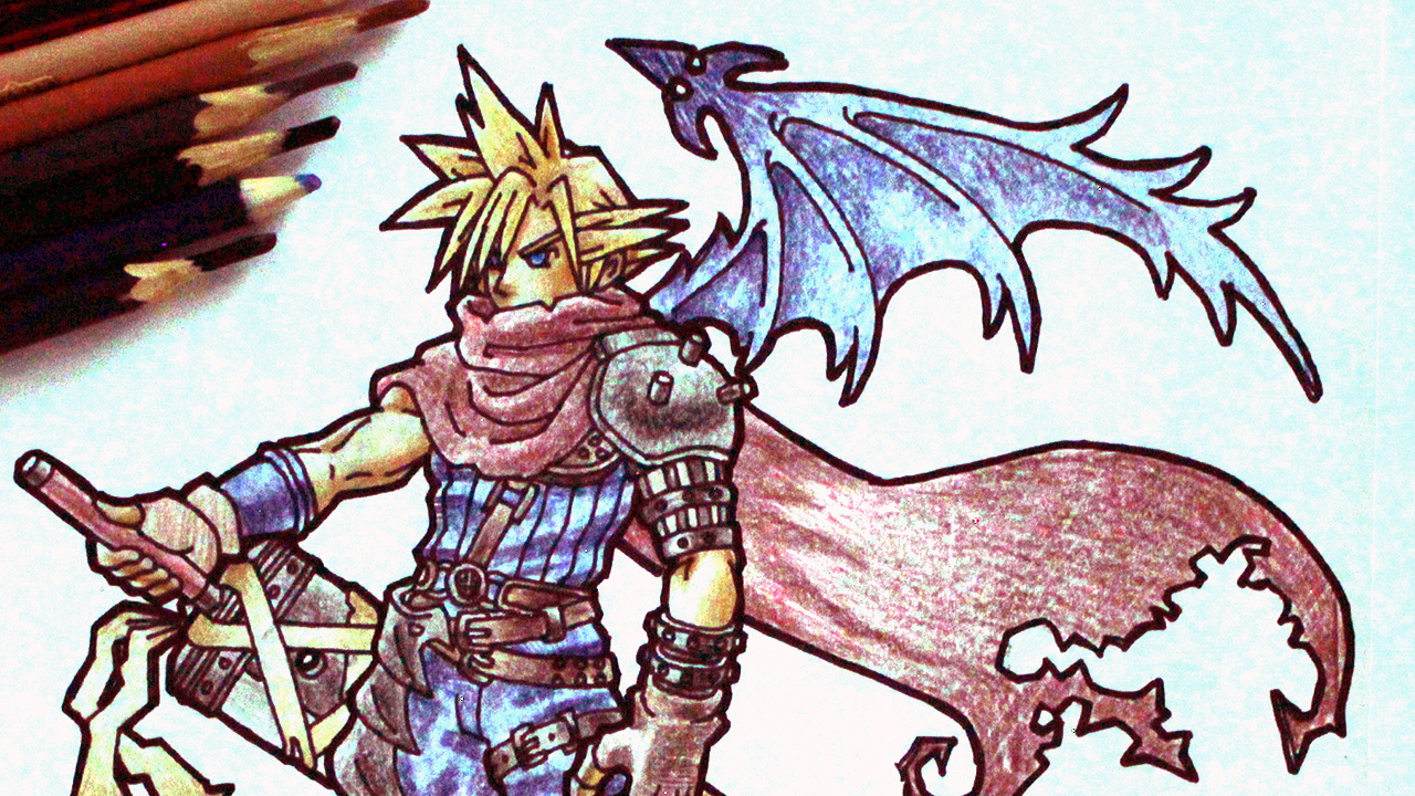 How to Draw Final Fantasy Cloud Strife in the Kingdom Hearts Game